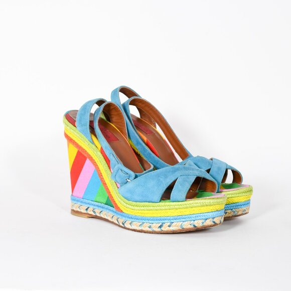 Valentino Suede Colorblock Pattern Espadrilles - Size 38, Excellent Condition - Picture 3 of 11